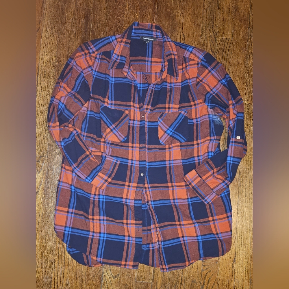 Ashley Stewart Vibrant Red, Blue And Black Plaid Shirts. Size 20